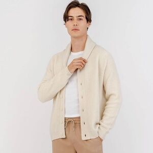 GRANA Cashmere Shawl Collar Cardigan in Natural White - L
